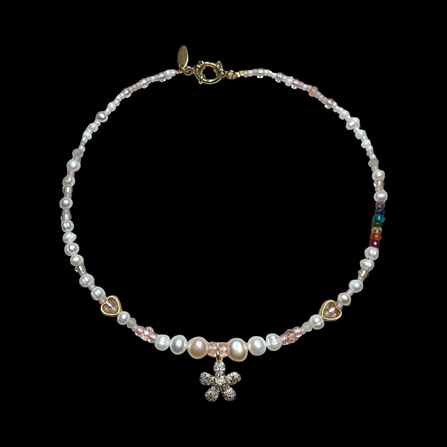 Daisy, Pearl and Precious Rainbow Necklace