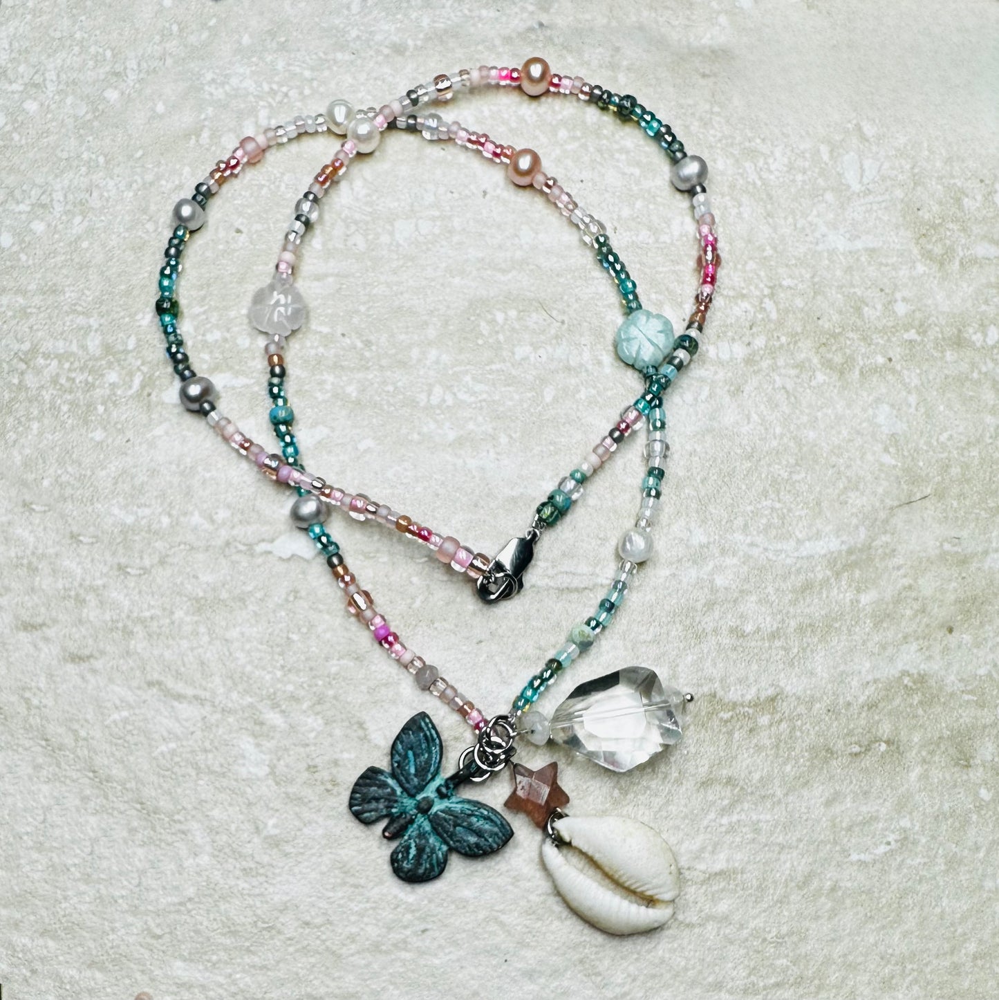 Heavenly Love Miyuki & Pearl Charm Necklace