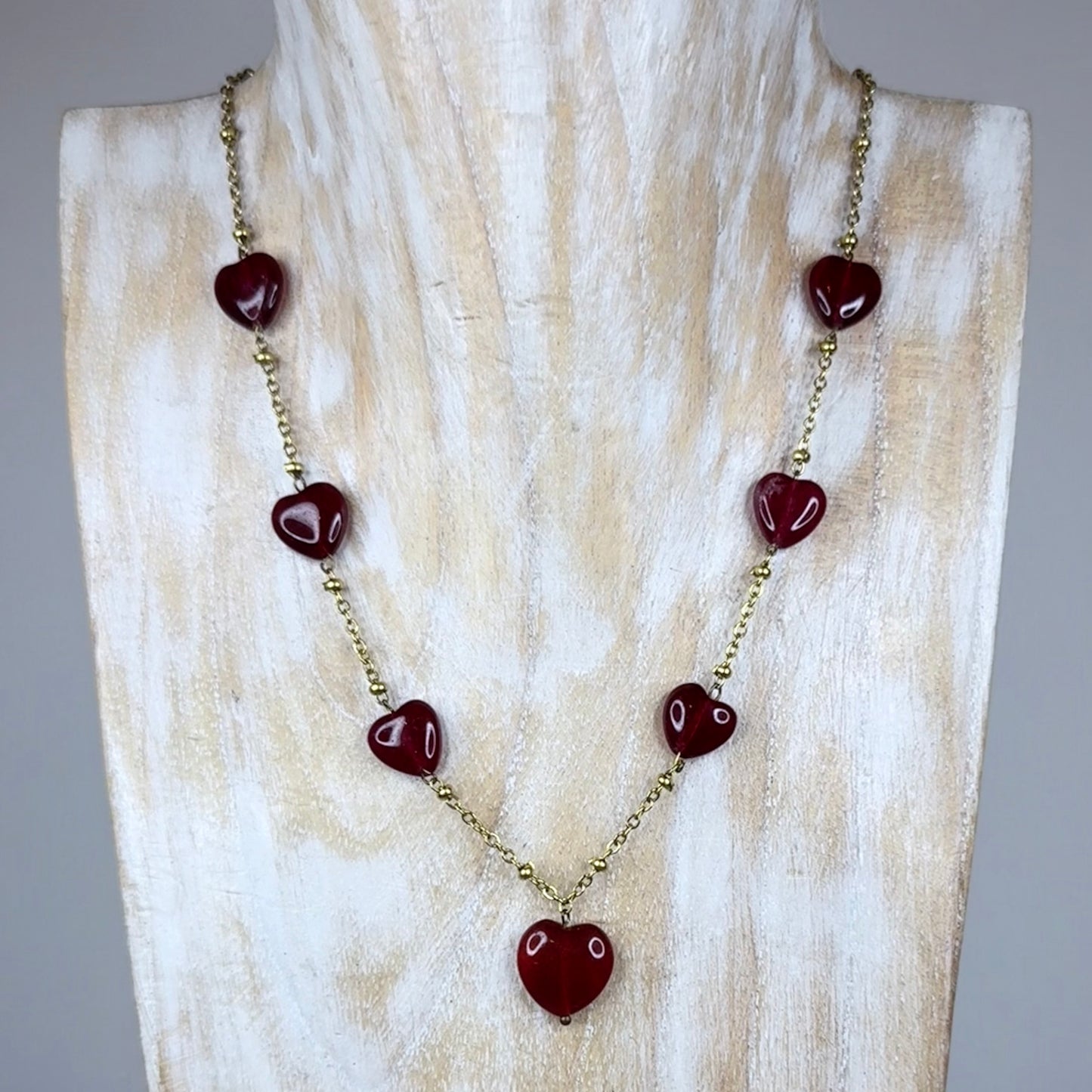 Love Collection Heart Necklace - Chalcedony - 22kt Gold Vermeil - CLARKE PALMER