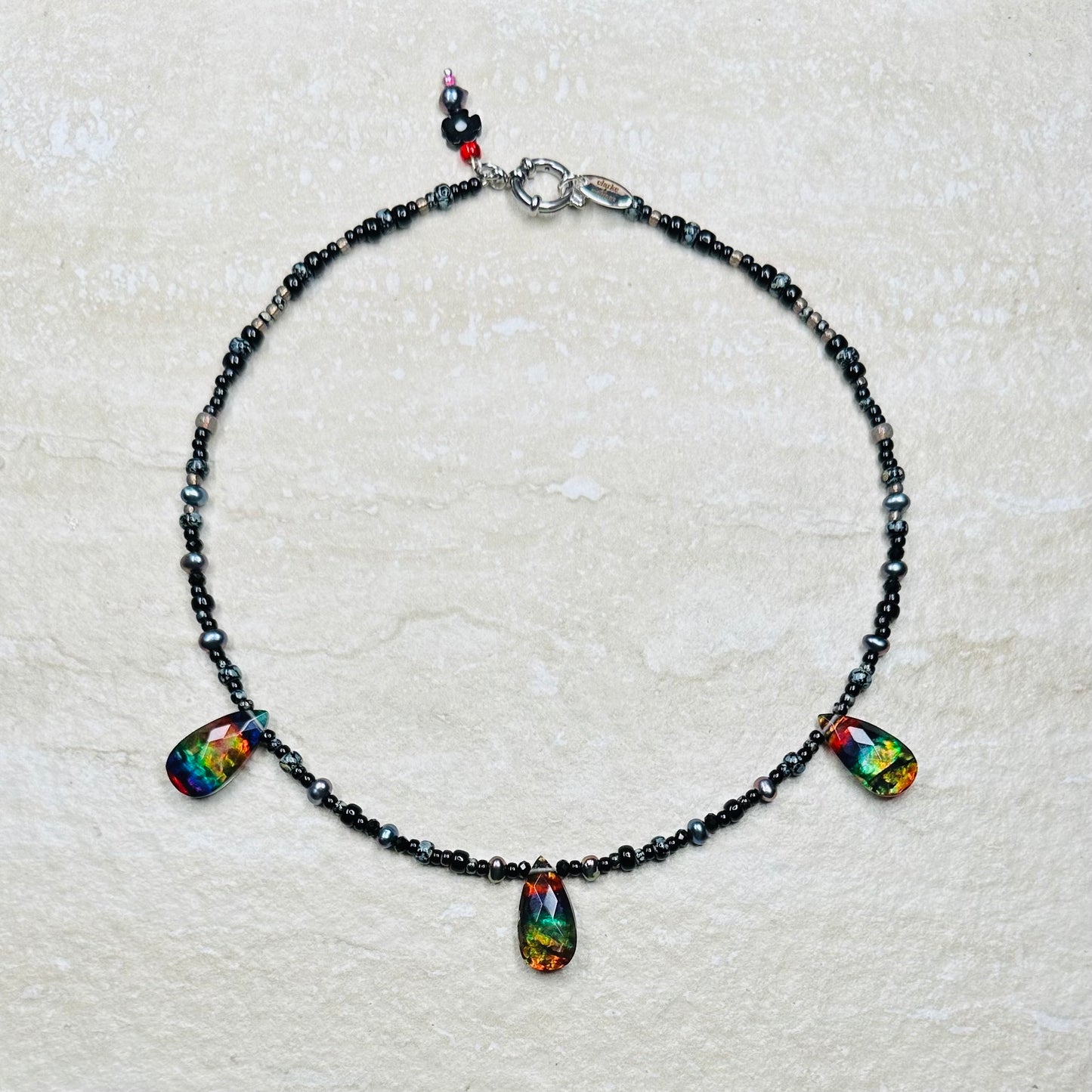 Black Pearl Rainbow Briolette Necklace