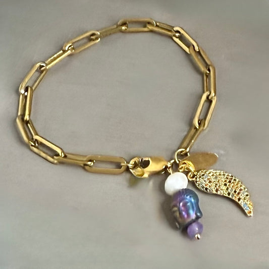 Paperclip 22kt Gold Vermeil Charm Bracelet