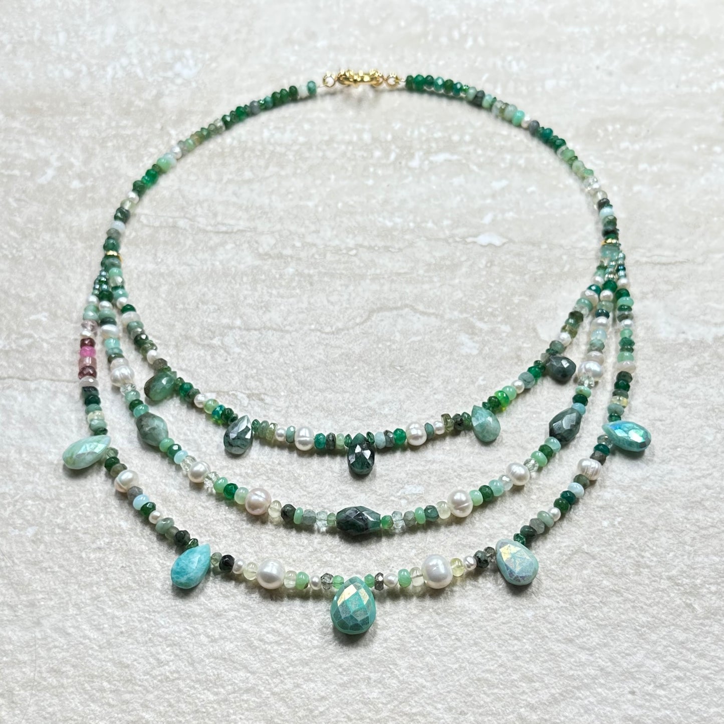 Emerald, Pearl and Ruby Everything Necklace