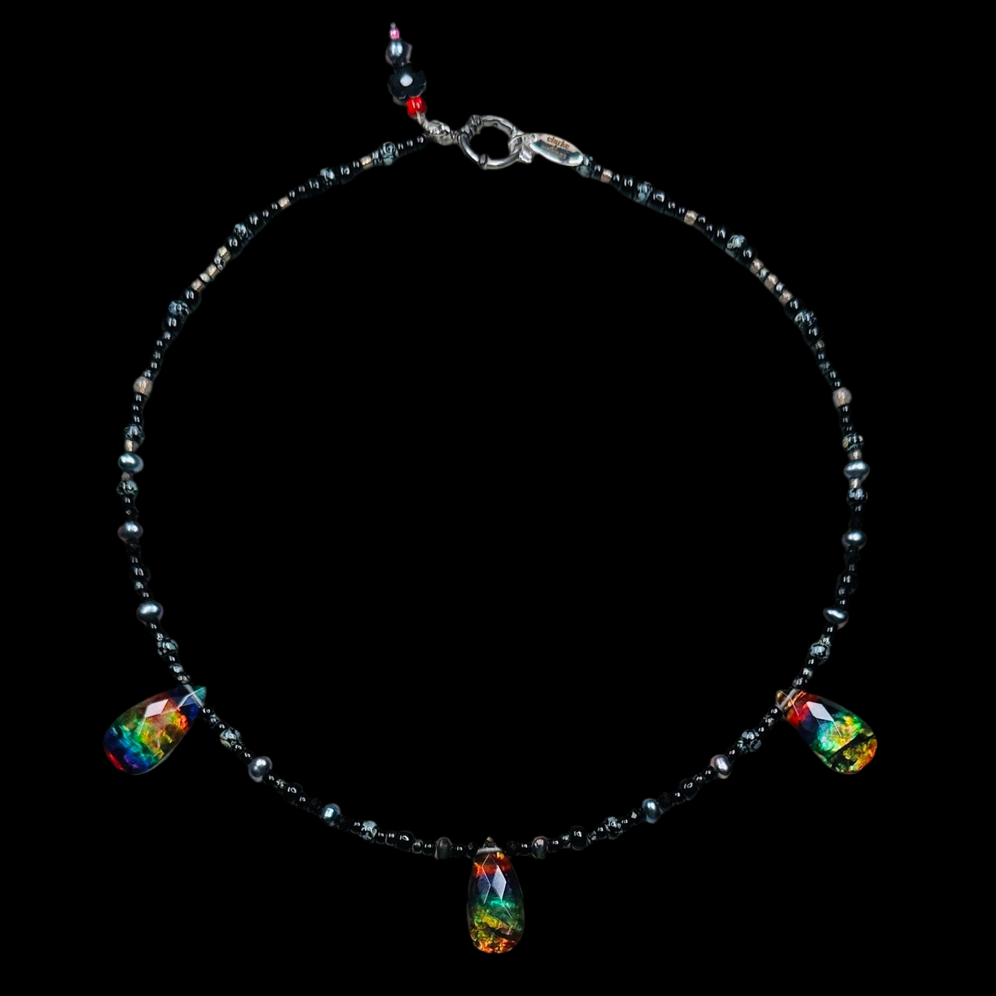 Black Pearl Rainbow Briolette Necklace