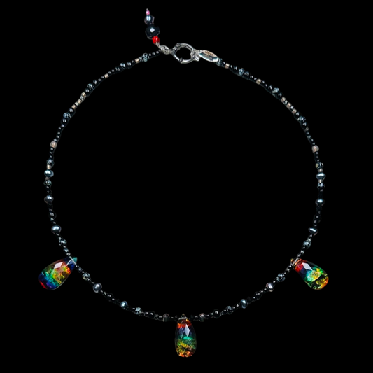 Black Pearl Rainbow Briolette Necklace