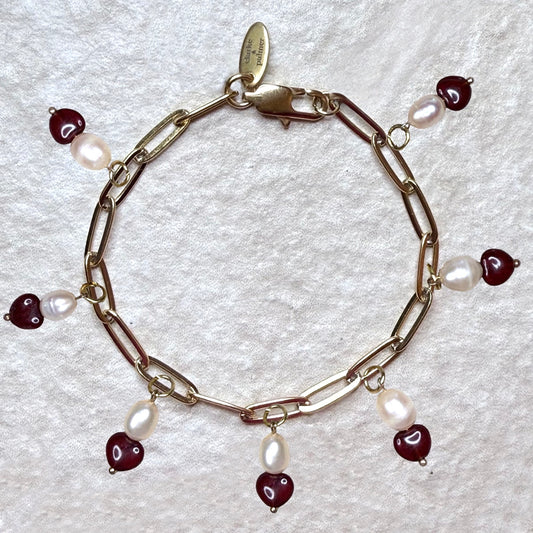 Chain of Hope Heart Bracelet | Heart & Freshwater Pearl | 22kt Gold Vermeil | Clarke Palmer