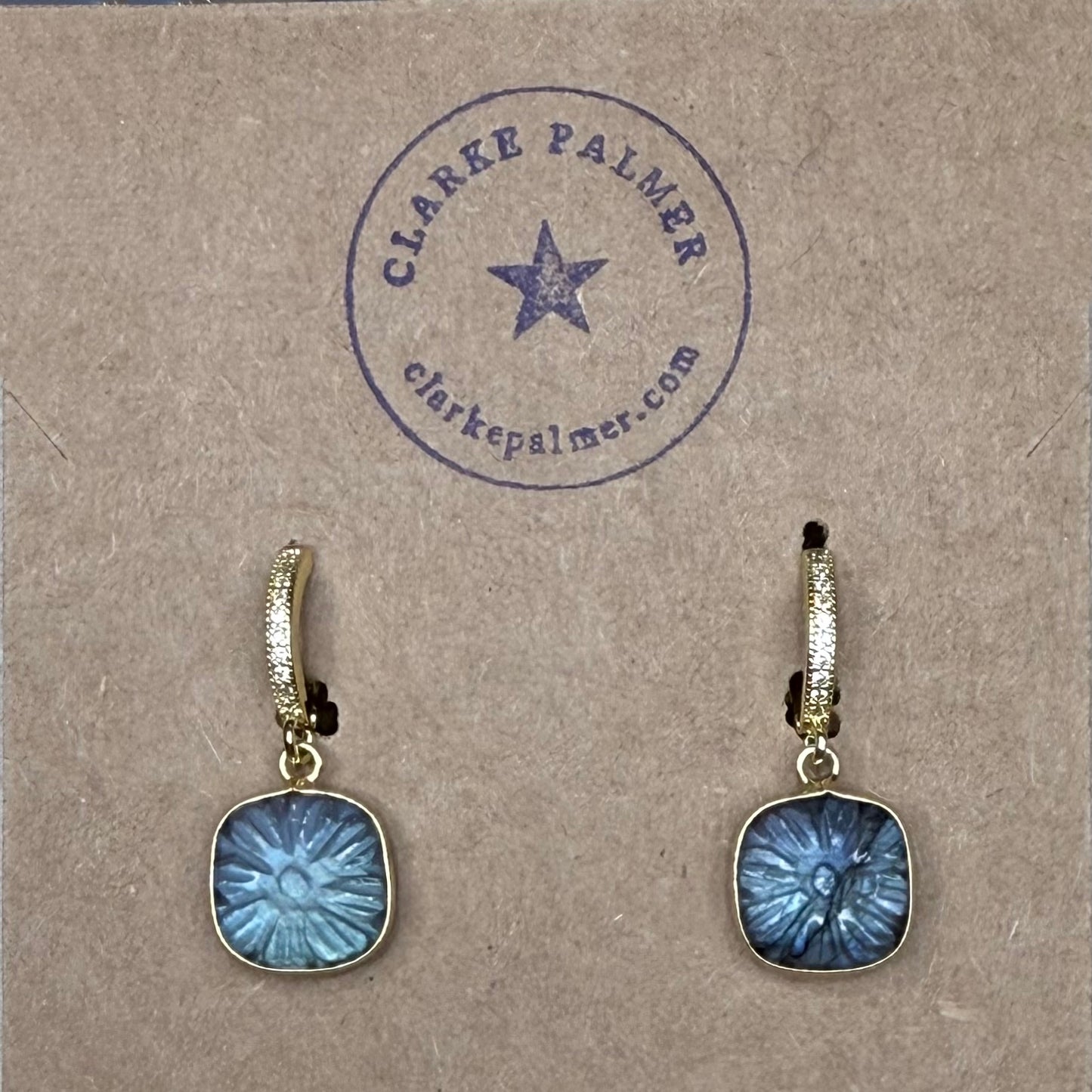 Fleur Étoilée - Carved Gemstone & Gold Vermeil Hoop Earrings - Clarke Palmer