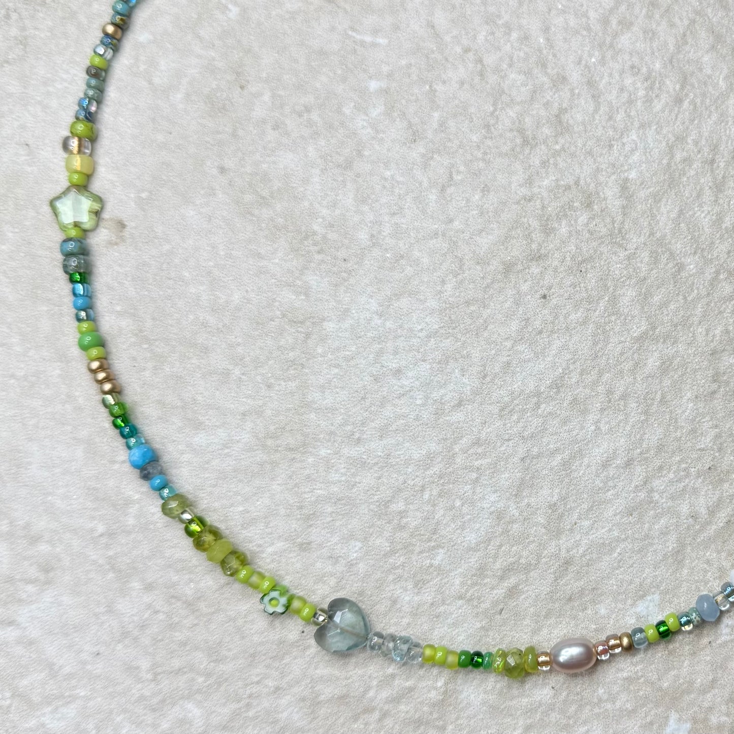 Luxury Dolly Mixture Gemstone Necklace with Mother of Pearl Initial | CLARKE PALMER