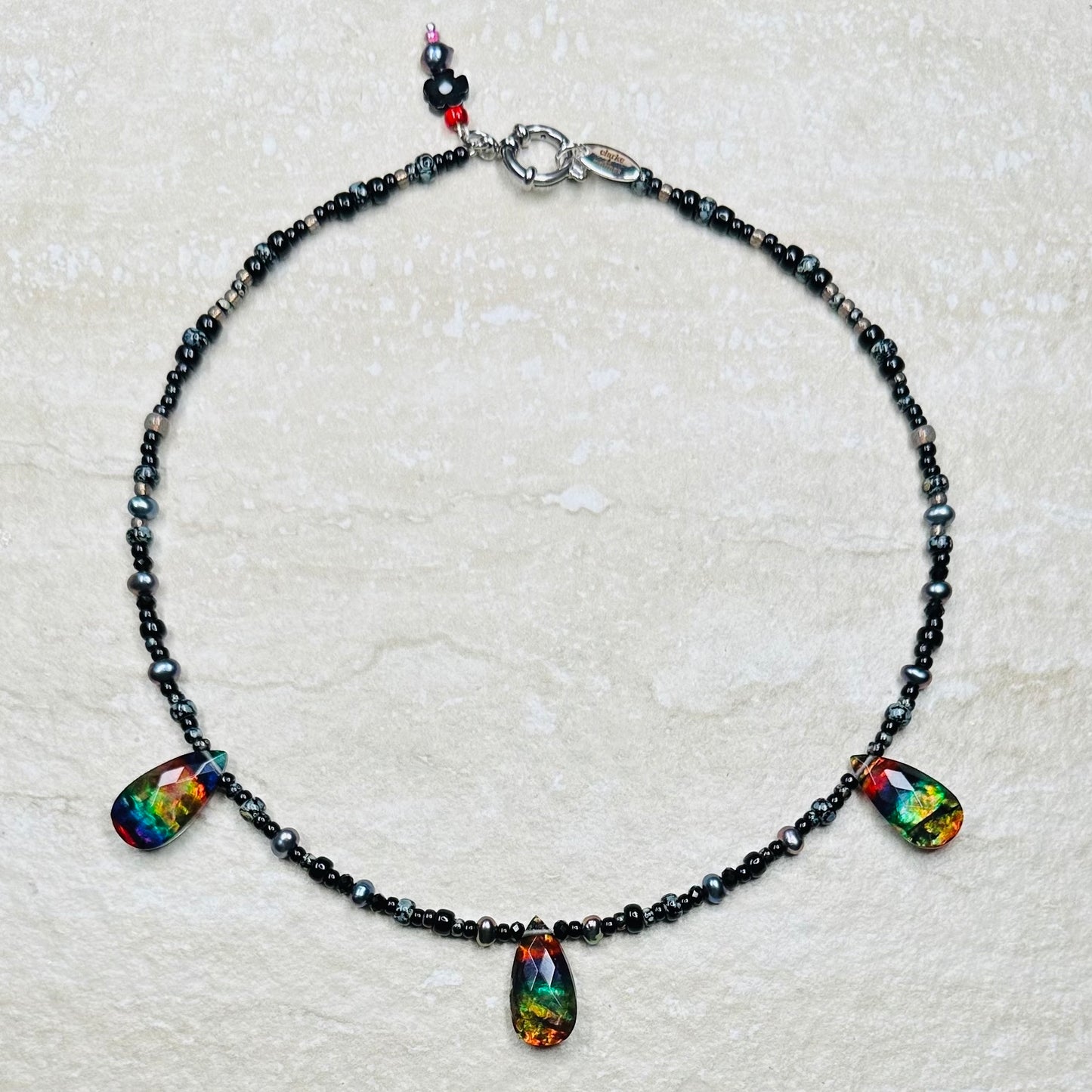 Black Pearl Rainbow Briolette Necklace