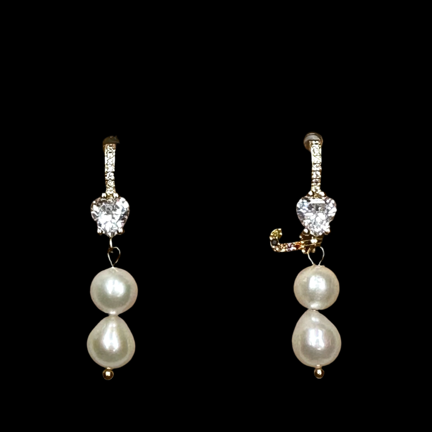 Personalised Pearl Drop and CZ Heart Earrings