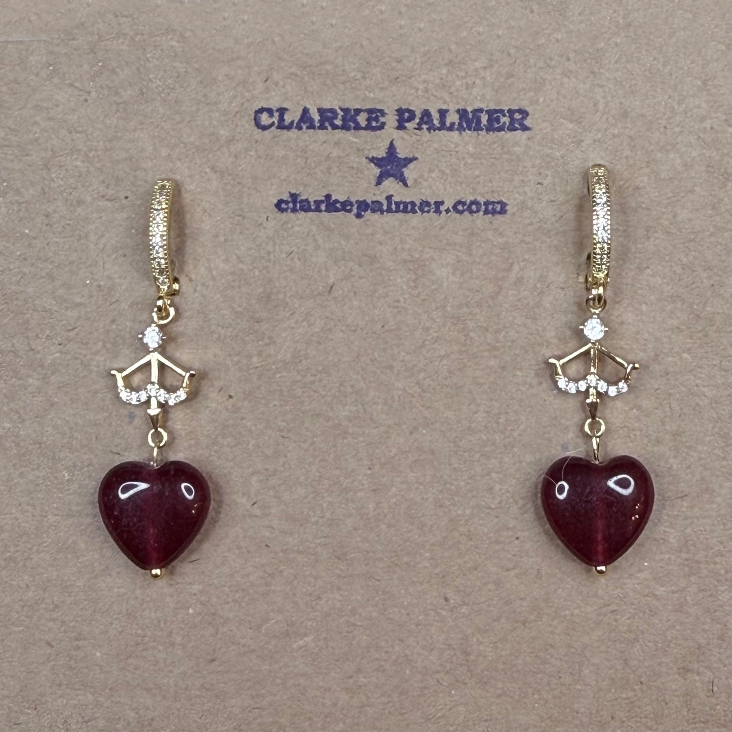 Drop Heart & Arrow Earrings - Chalcedony- 22kt Gold Vermeil - CLARKE PALMER JWLZ