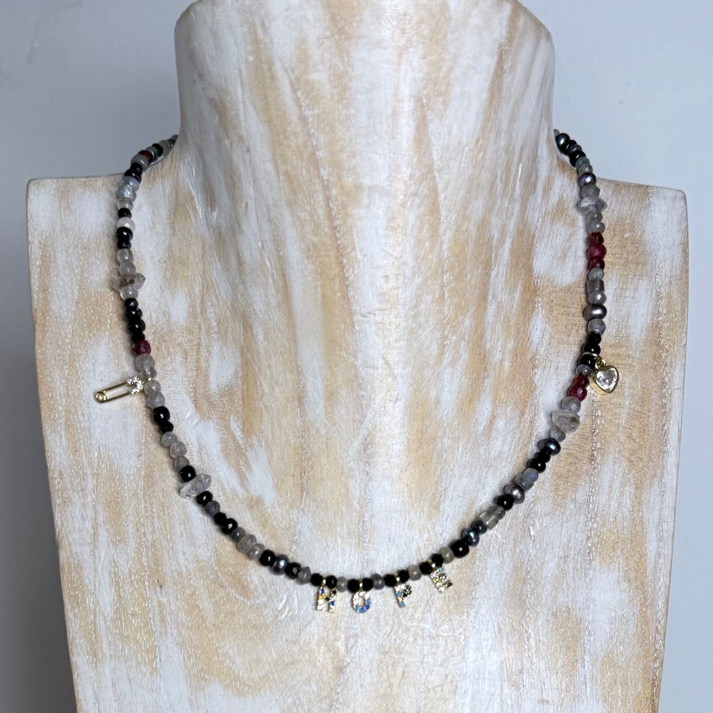 Chain of Hope ‘Wear Your Heart’ Heart/Hope Necklace | Ruby, Garnet & Mixed Gemstone Necklace | Handmade Jewellery | CLARKE PALMER