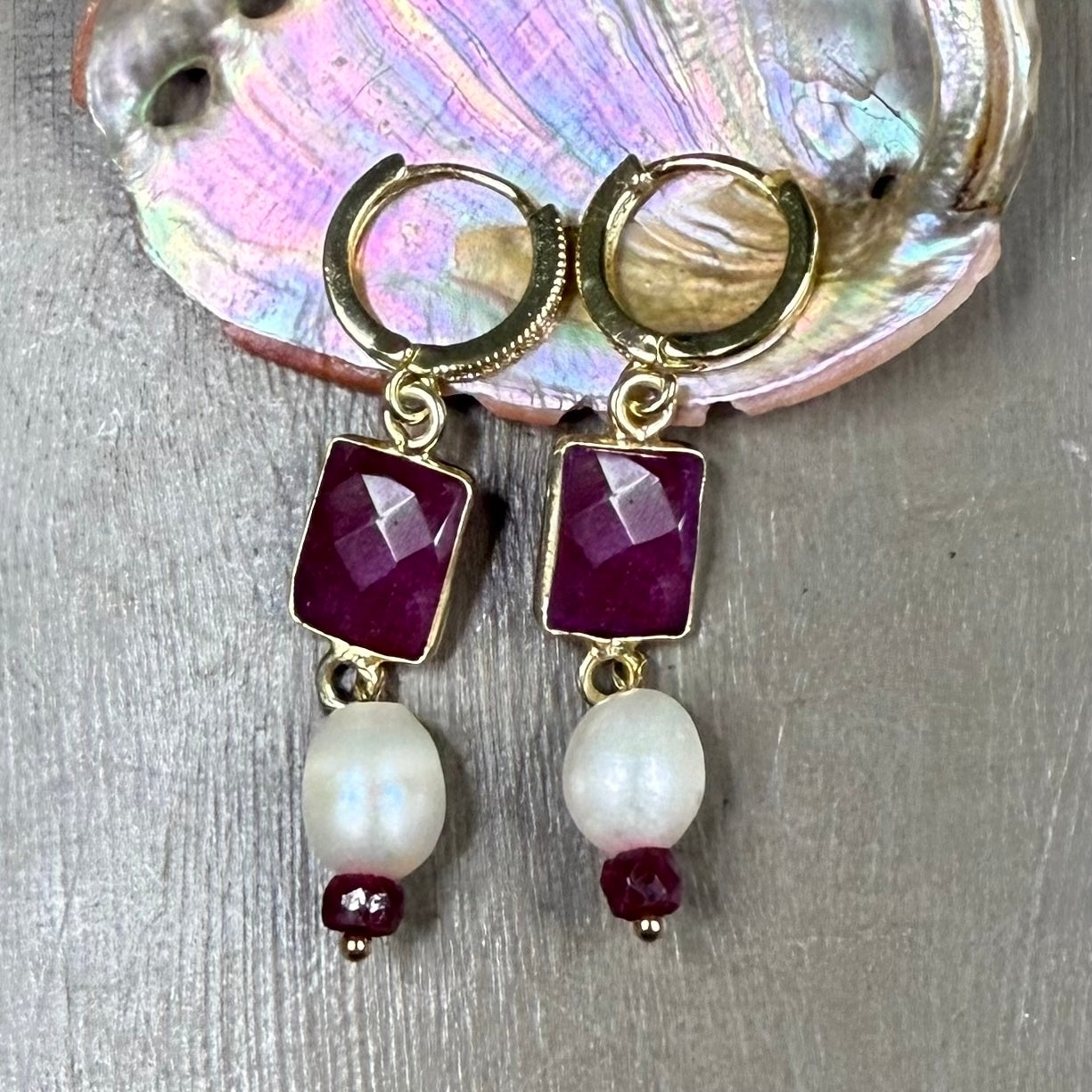 Ruby & Pearl Earrings