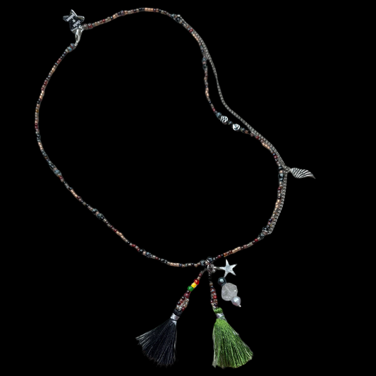 Picasso Beaded Tassel Charm Necklaces for