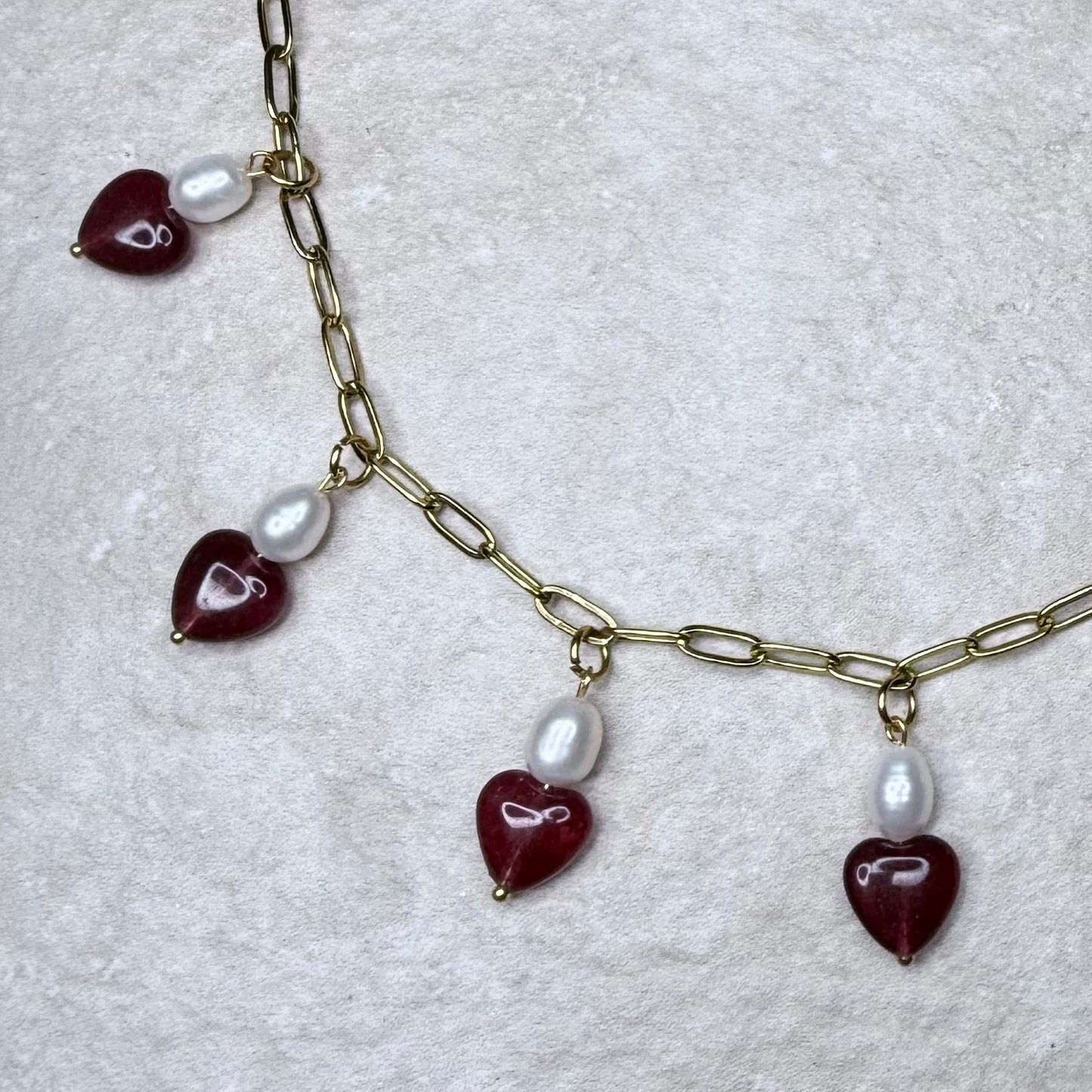 Chain of Hope ‘Wear Your Heart’ Heart Line Necklace | Chalcedony Heart & Freshwater Pearl Necklace | Handmade Jewellery | CLARKE PALMER
