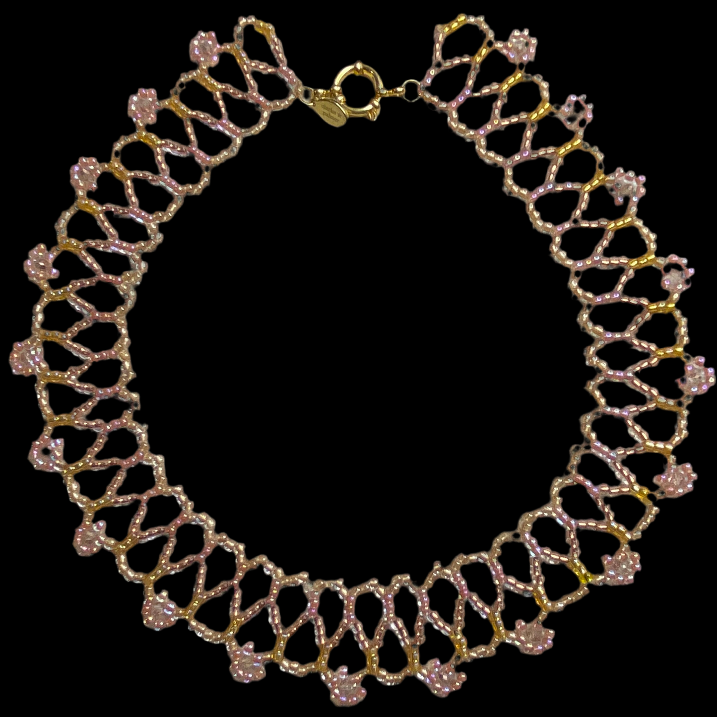 Rosy Glow Daisy Lattice Necklace