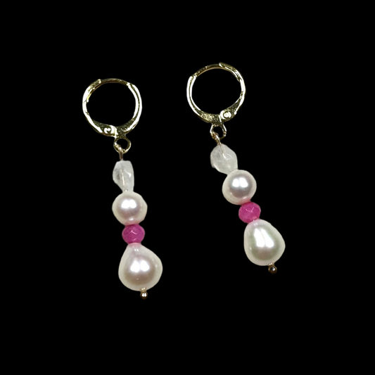 Pearl and Moonstone Drop Earrings