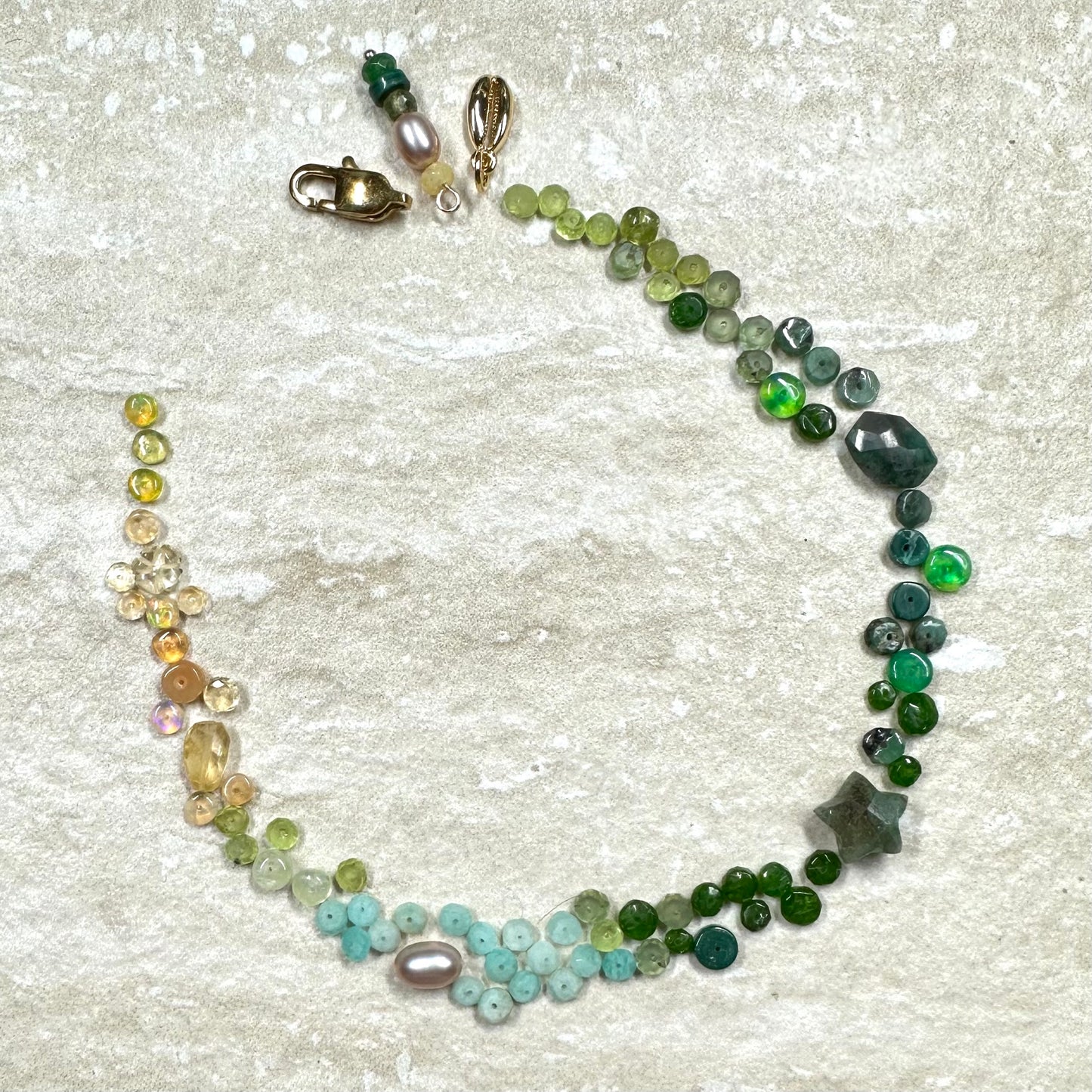 ‘Eden’ Emerald Peridot and Citrine Anklet