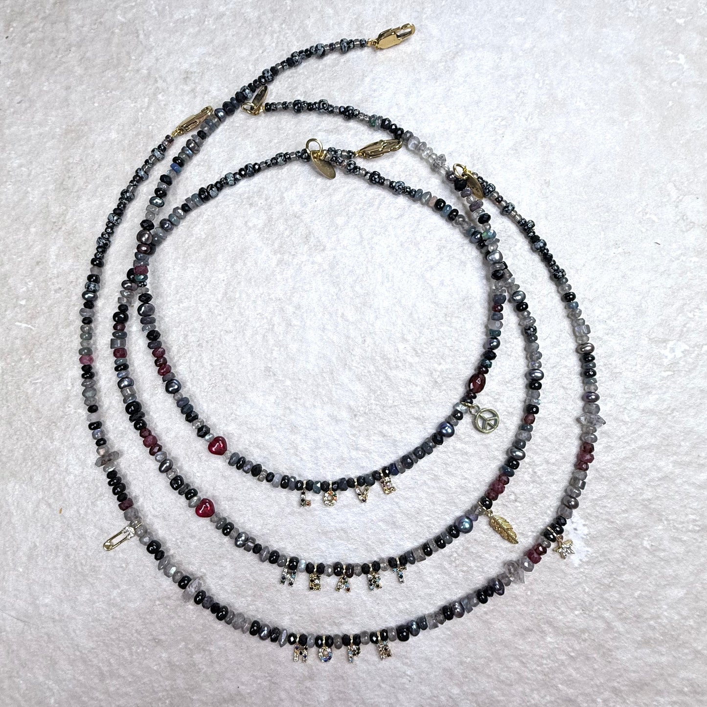 Chain of Hope ‘Wear Your Heart’ Heart/Hope Necklace | Ruby, Garnet & Mixed Gemstone Necklace | Handmade Jewellery | CLARKE PALMER