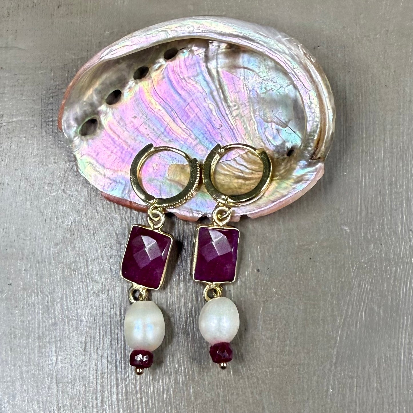 Ruby & Pearl Earrings