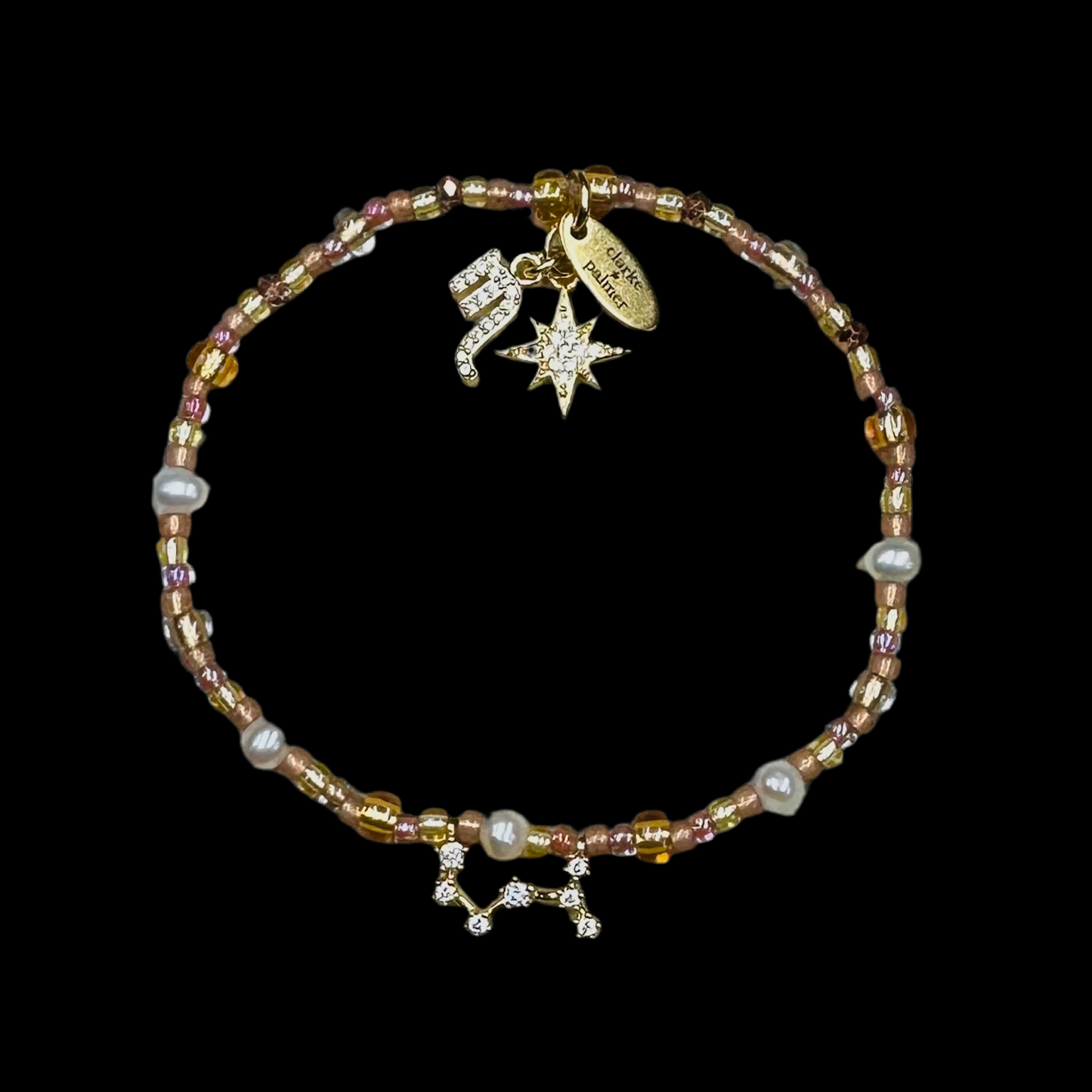 Constellation Star Sign Bracelet | Gold Vermeil Charms, Pearl | Clarke Palmer