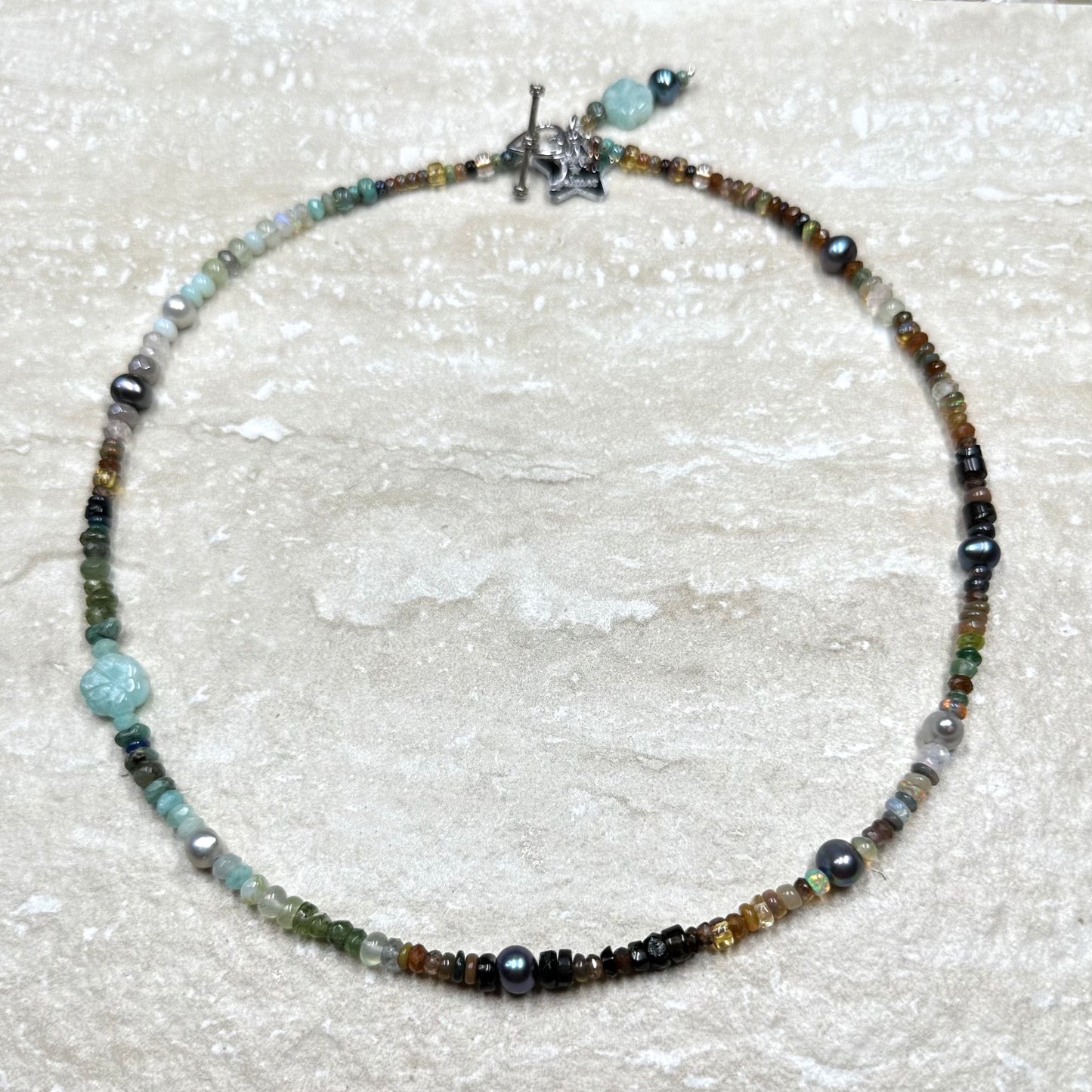 Amazonite Flower Earth Opal Ombré Necklace