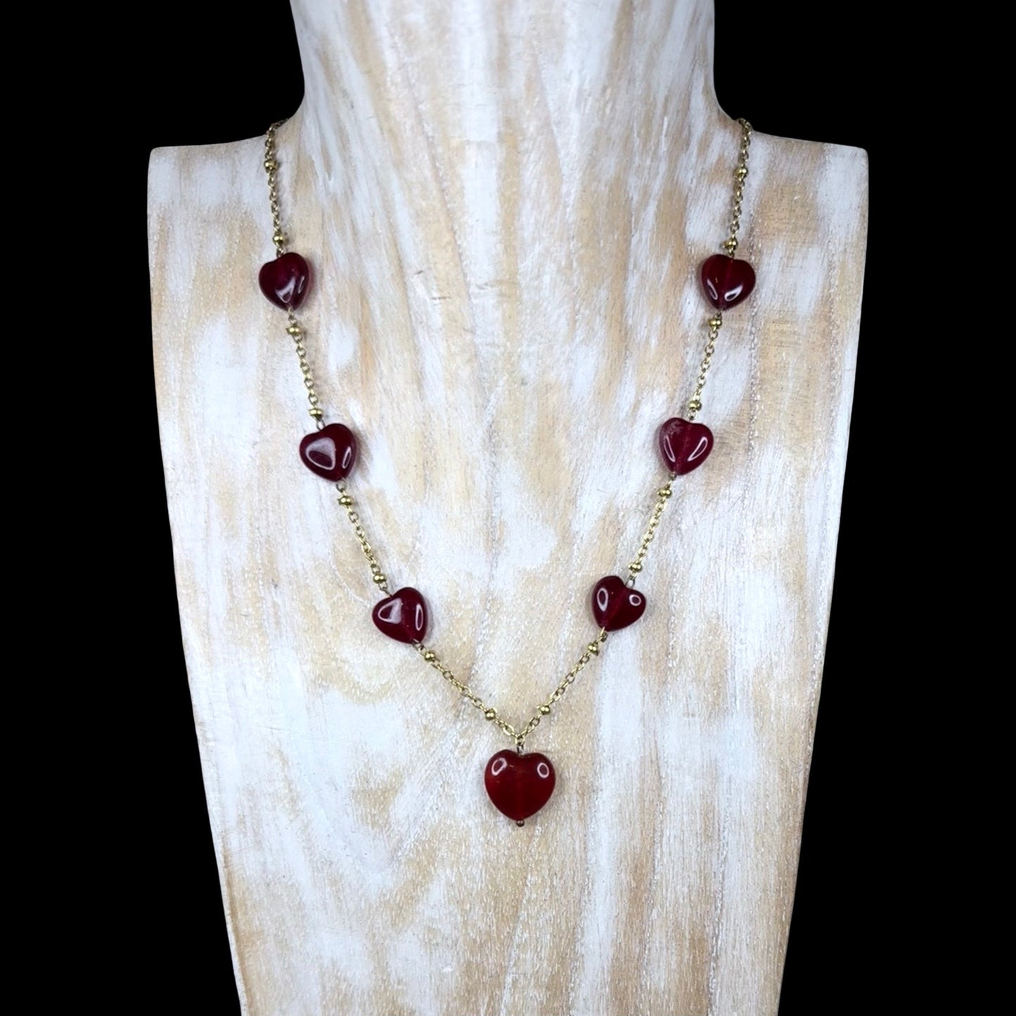 Love Collection Heart Necklace - Chalcedony - 22kt Gold Vermeil - CLARKE PALMER