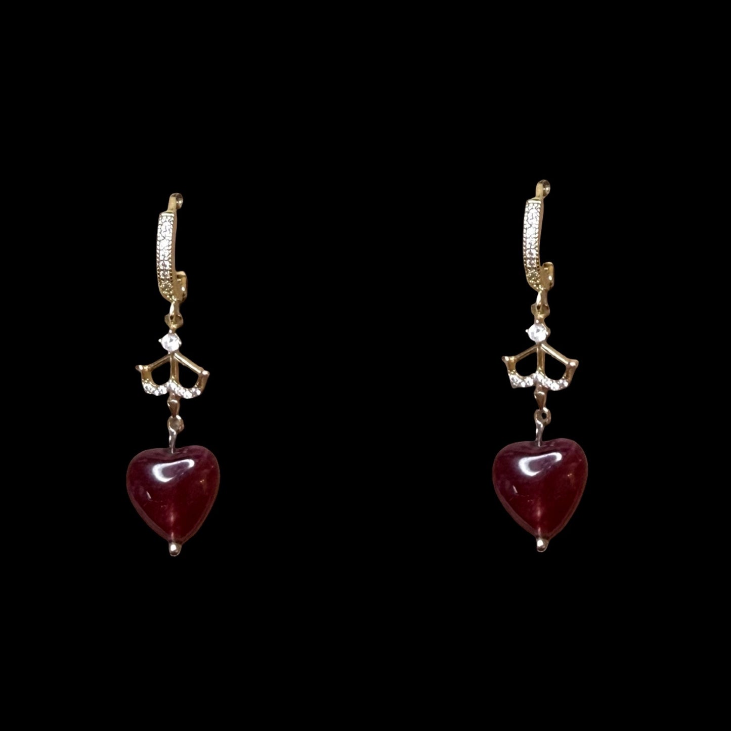 Drop Heart & Arrow Earrings - Chalcedony- 22kt Gold Vermeil - CLARKE PALMER JWLZ