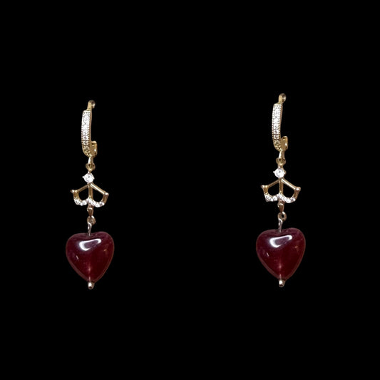 Drop Heart & Arrow Earrings - Chalcedony- 22kt Gold Vermeil - CLARKE PALMER JWLZ