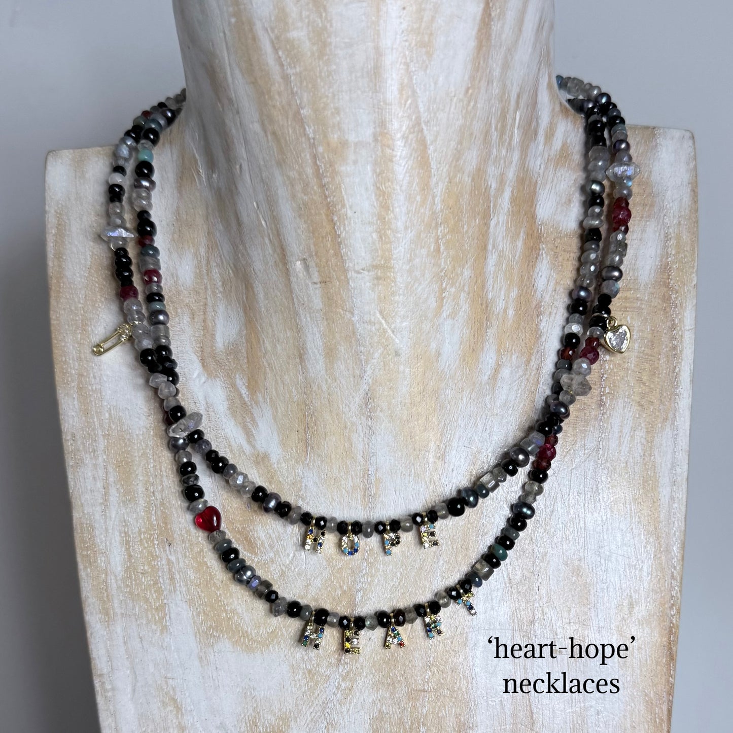 Chain of Hope ‘Wear Your Heart’ Heart/Hope Necklace | Ruby, Garnet & Mixed Gemstone Necklace | Handmade Jewellery | CLARKE PALMER