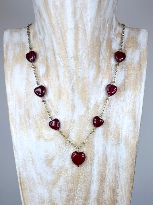 Love Collection Heart Necklace - Chalcedony - 22kt Gold Vermeil - CLARKE PALMER