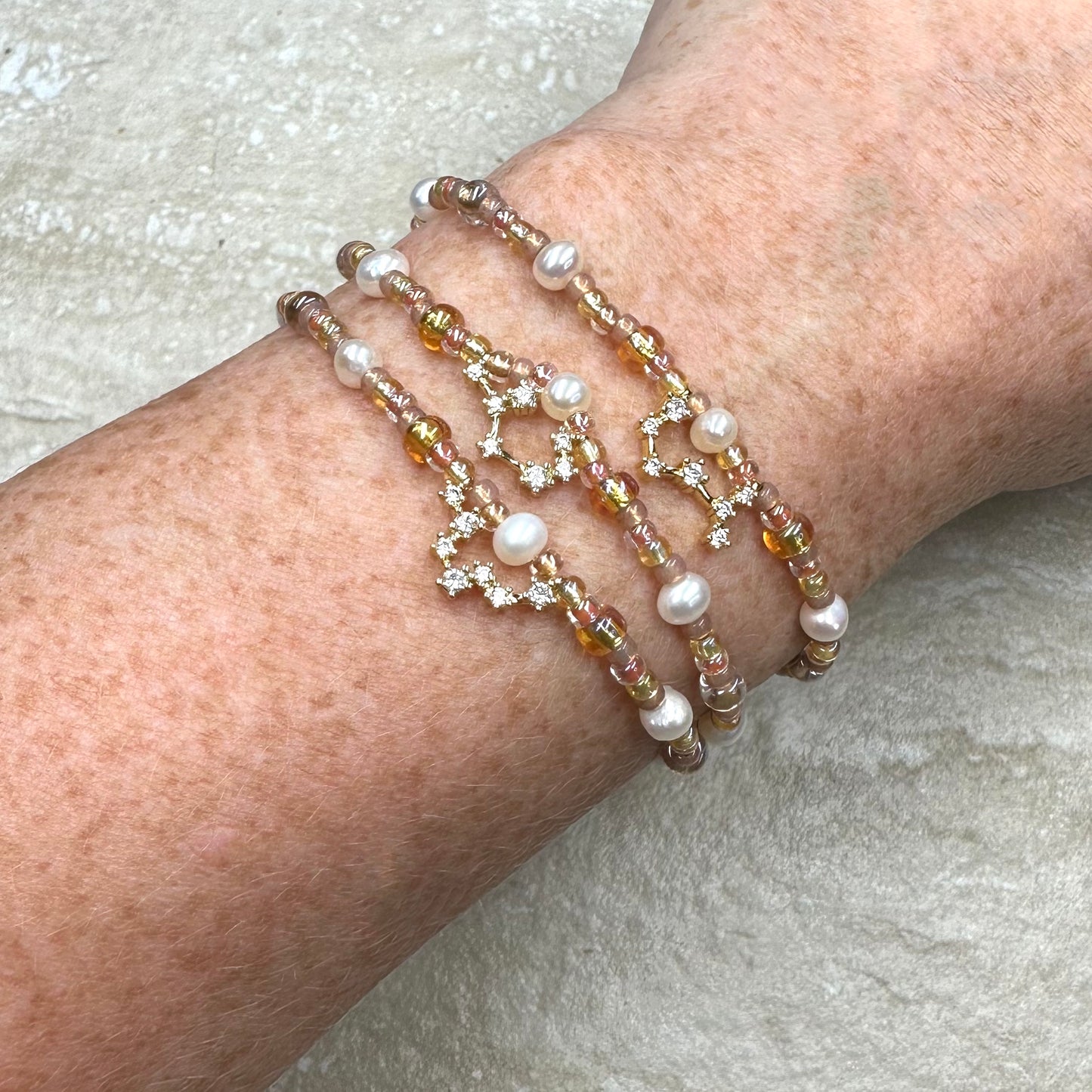 Constellation Star Sign Bracelet | Gold Vermeil Charms, Pearl | Clarke Palmer