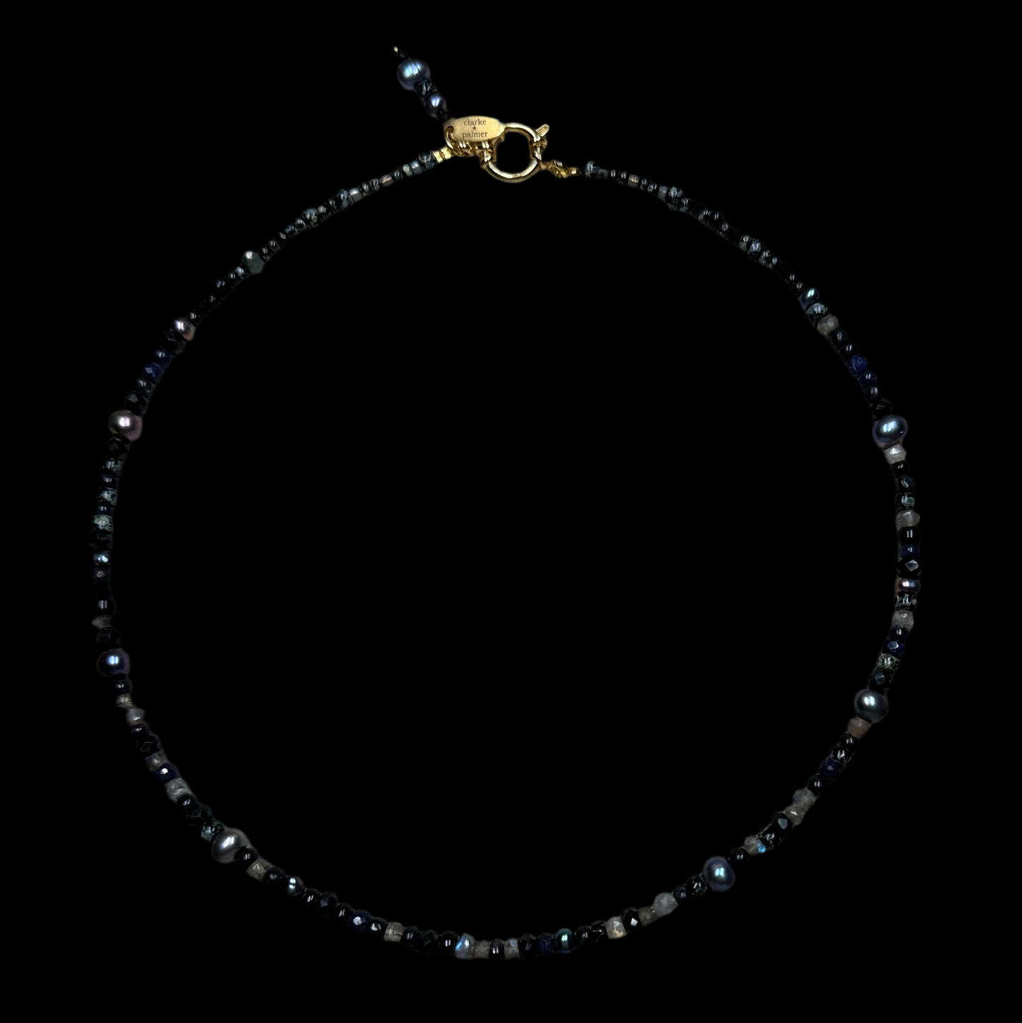 Black Pearl Spinel & Moonstone Pendant Necklace