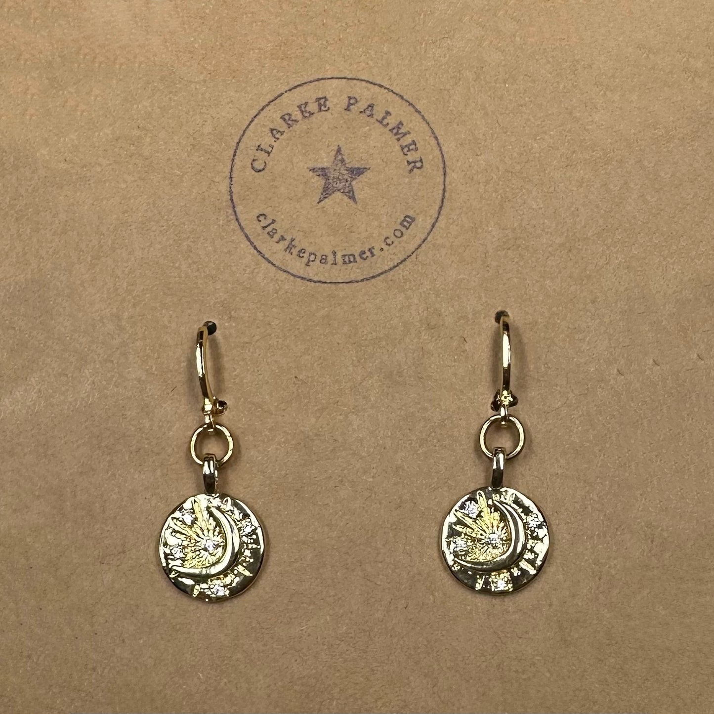 CZ Moon and Star Earrings