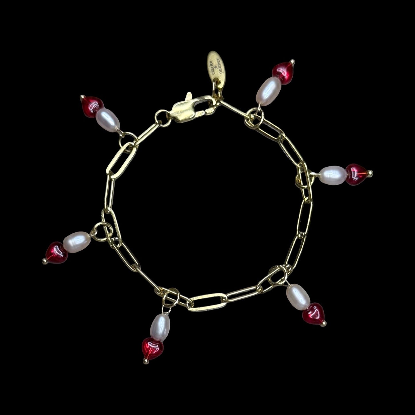 Chain of Hope ‘Wear Your Heart’ Heart Line Bracelet | Chalcedony Heart & Freshwater Pearl Bracelet | Handmade Jewellery | CLARKE PALMER