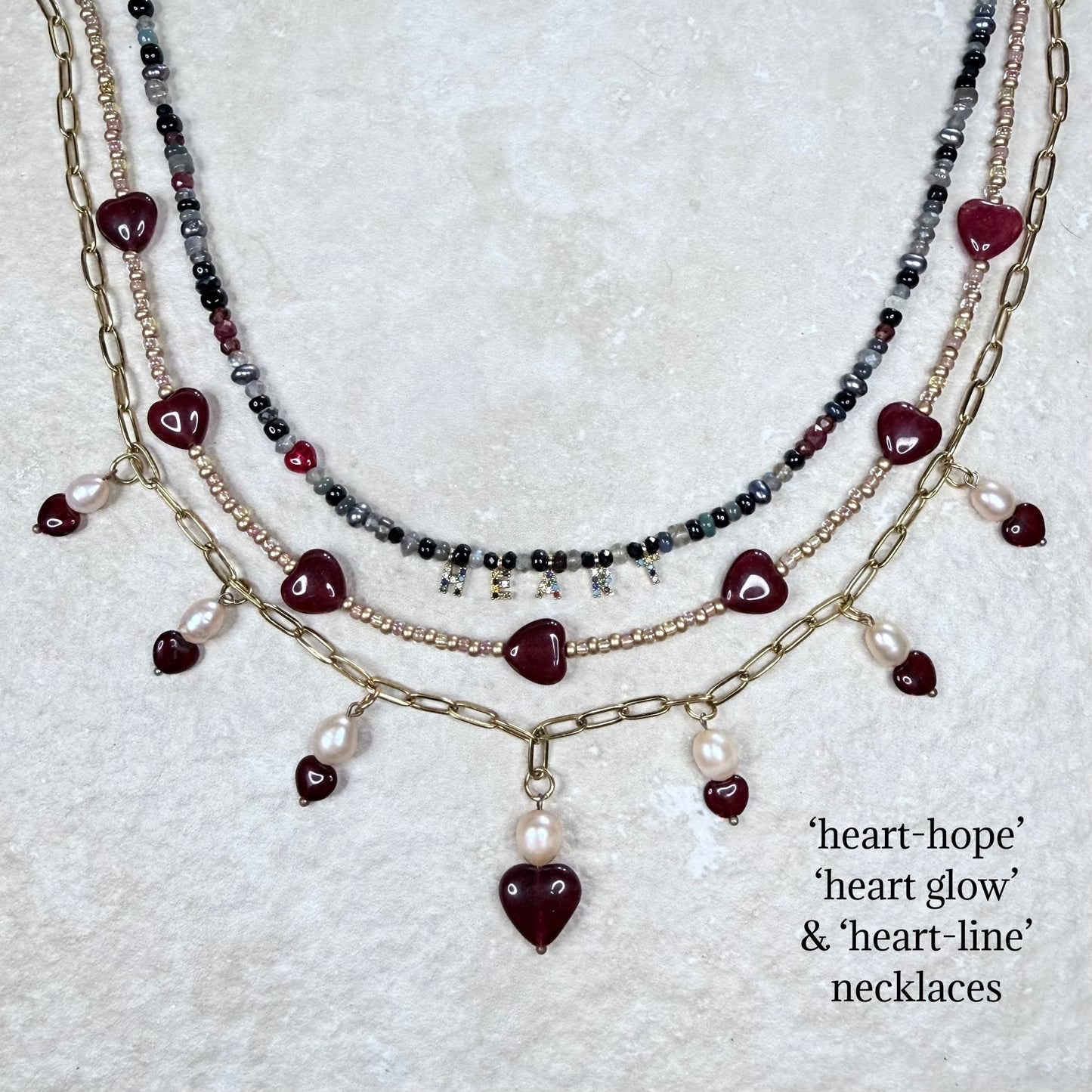 Chain of Hope ‘Wear Your Heart’ Heart Glow Necklace | Chalcedony Heart Necklace | Handmade Gemstone Jewellery | CLARKE PALMER