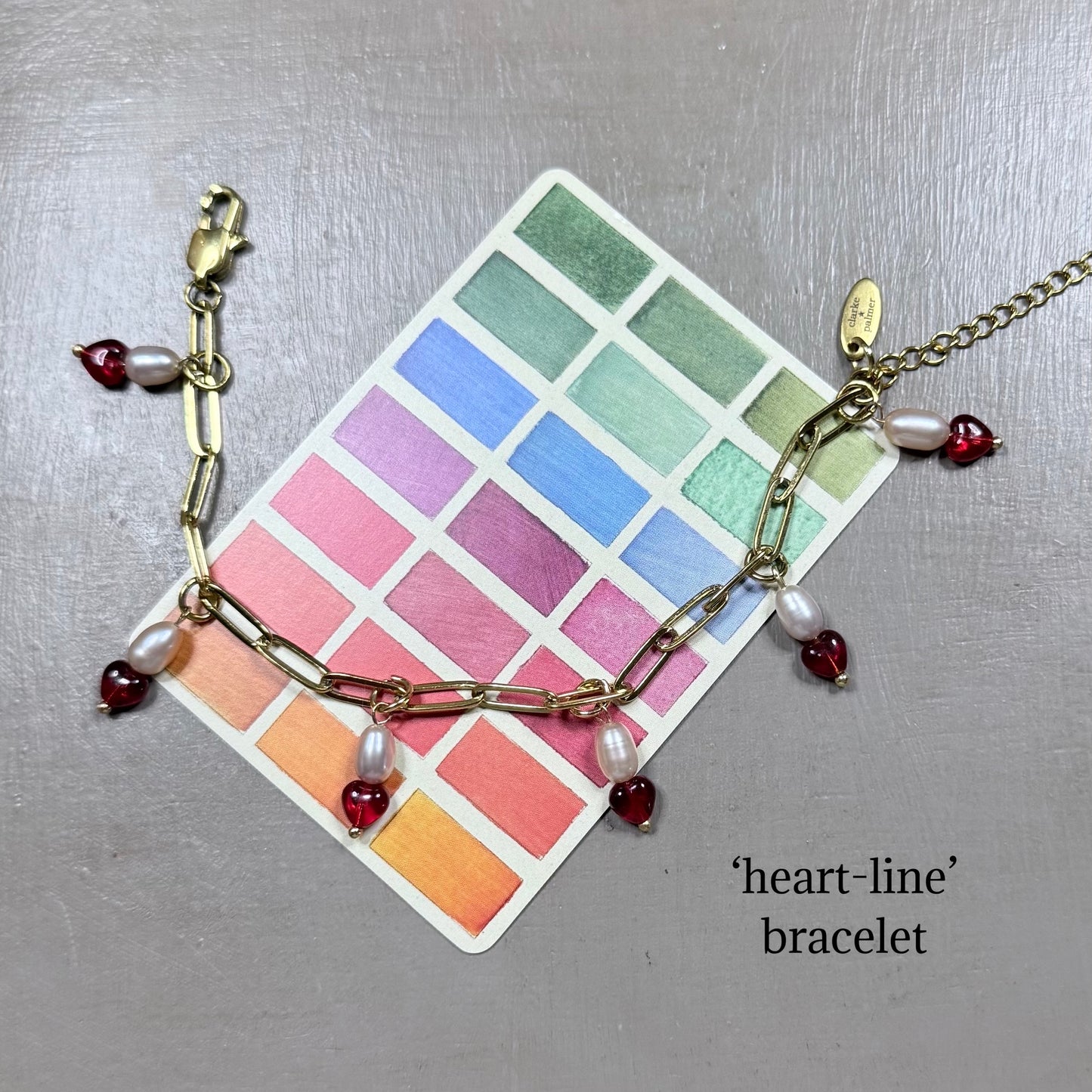 Chain of Hope ‘Wear Your Heart’ Heart Line Bracelet | Chalcedony Heart & Freshwater Pearl Bracelet | Handmade Jewellery | CLARKE PALMER