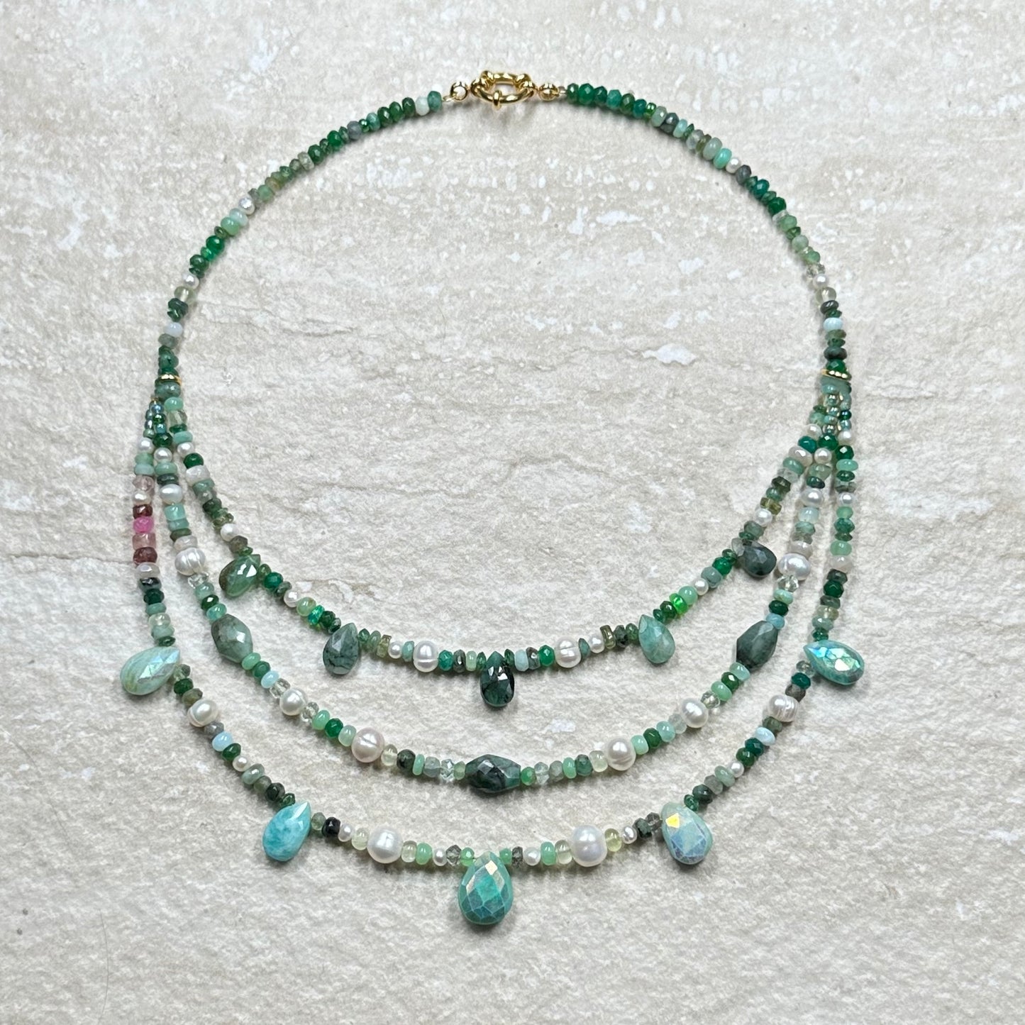 Emerald, Pearl and Ruby Everything Necklace