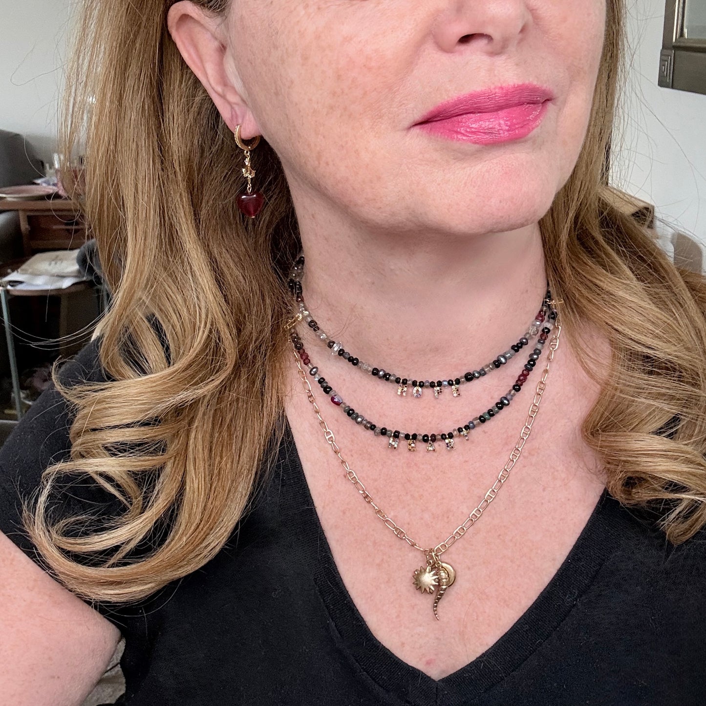 Chain of Hope ‘Wear Your Heart’ Heart/Hope Necklace | Ruby, Garnet & Mixed Gemstone Necklace | Handmade Jewellery | CLARKE PALMER