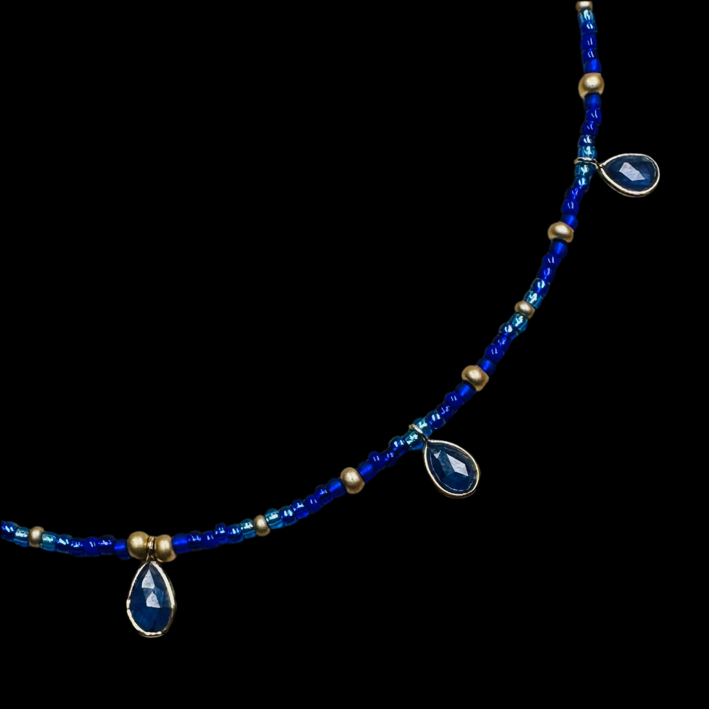 Sapphire Briolette Beaded Necklace