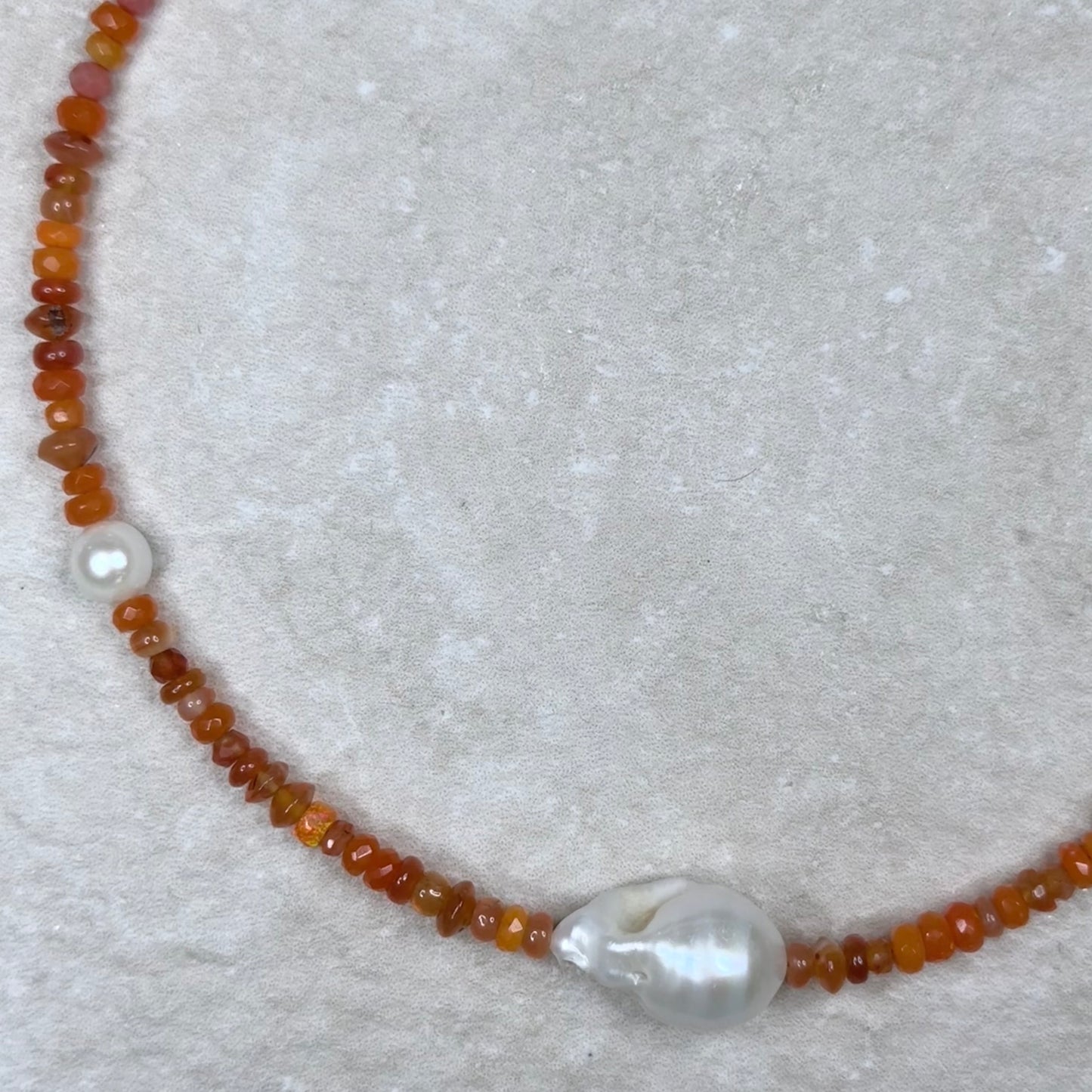 Tangerine Burst Lumière Necklace | Baroque Pearl | Carnelian & Opal | CLARKE PALMER