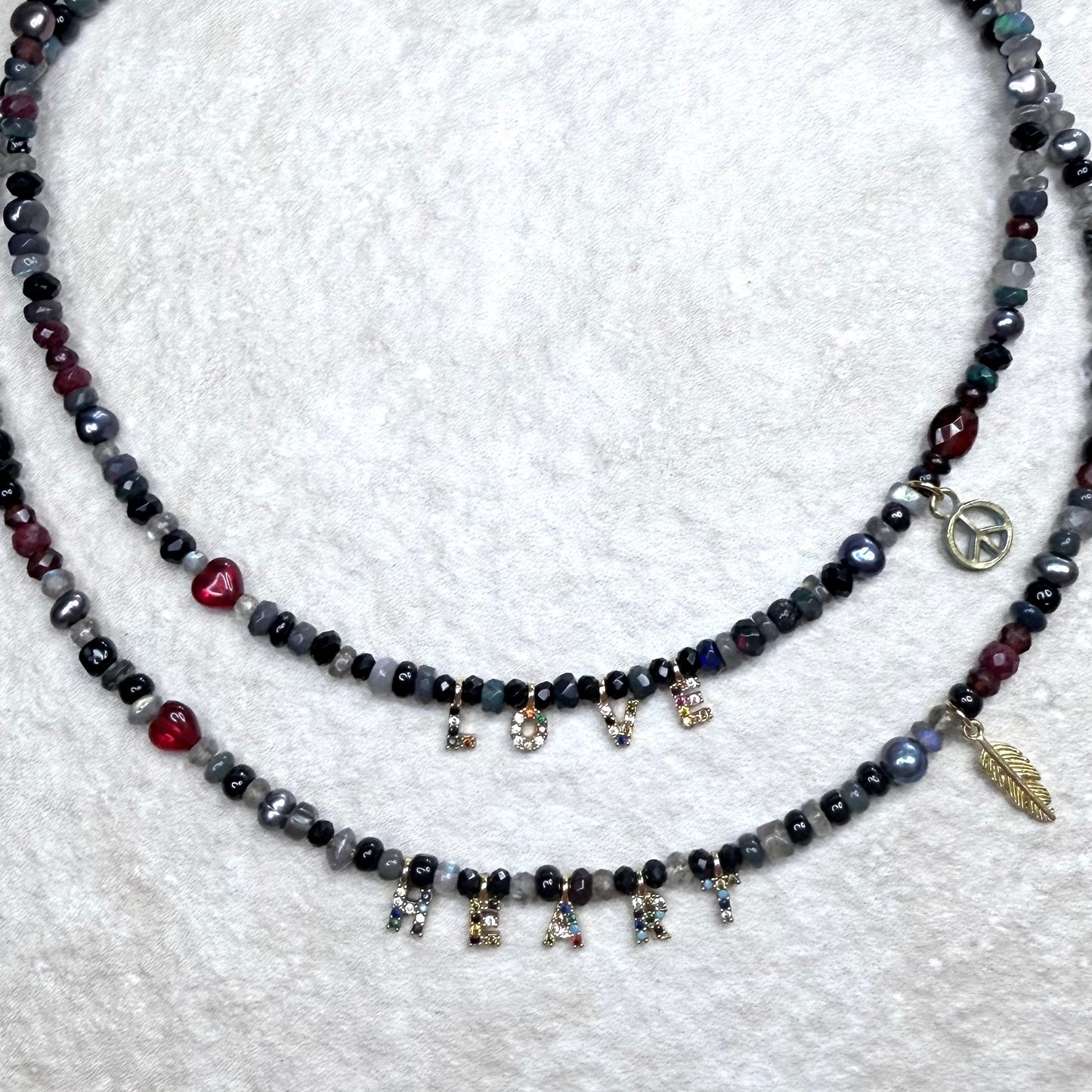 Chain of Hope ‘Wear Your Heart’ Heart/Hope Necklace | Ruby, Garnet & Mixed Gemstone Necklace | Handmade Jewellery | CLARKE PALMER