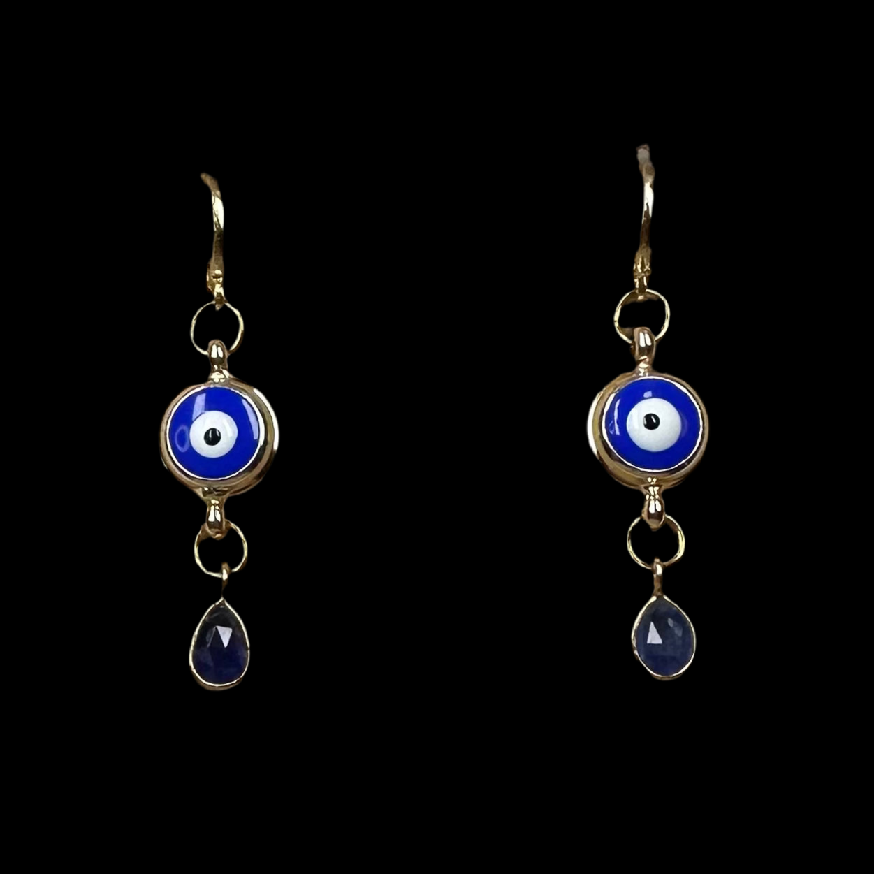 Burmese Sapphire Briolette Eye Drop Earrings