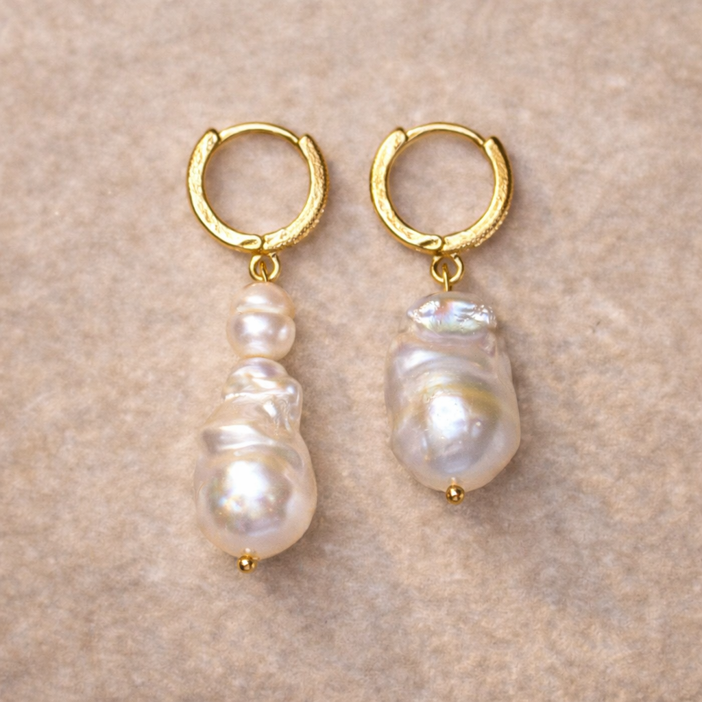 Lumière Baroque Pearl Earrings | 22kt Gold Vermeil | Sculptural Pearl Drops | Clarke Palmer