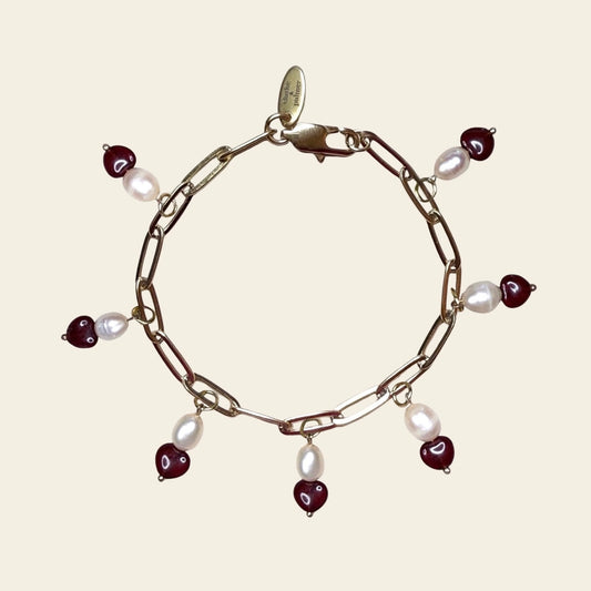 Chain of Hope Heart Bracelet | Heart & Freshwater Pearl | 22kt Gold Vermeil | Clarke Palmer