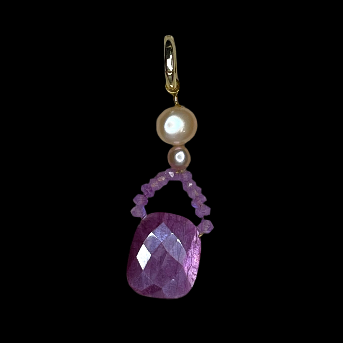 Ruby Moonstone and Pearl 'Peony' Pendant