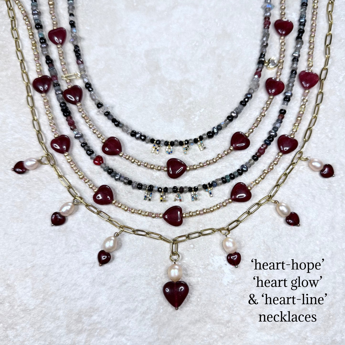 Chain of Hope ‘Wear Your Heart’ Heart Glow Necklace | Chalcedony Heart Necklace | Handmade Gemstone Jewellery | CLARKE PALMER
