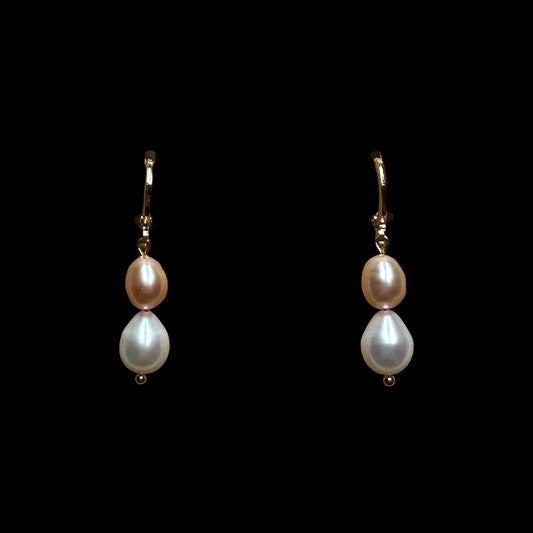 Double Pearl Drop Earrings