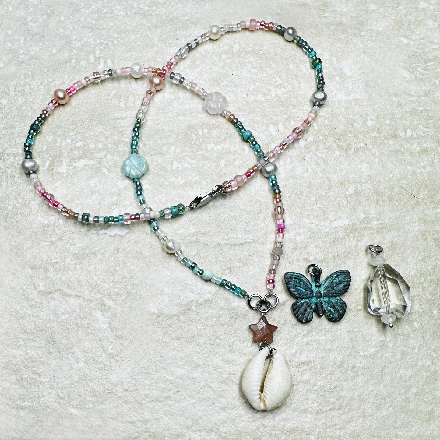 Heavenly Love Miyuki & Pearl Charm Necklace