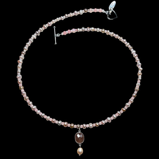 Rose Quartz and Pearl Necklace