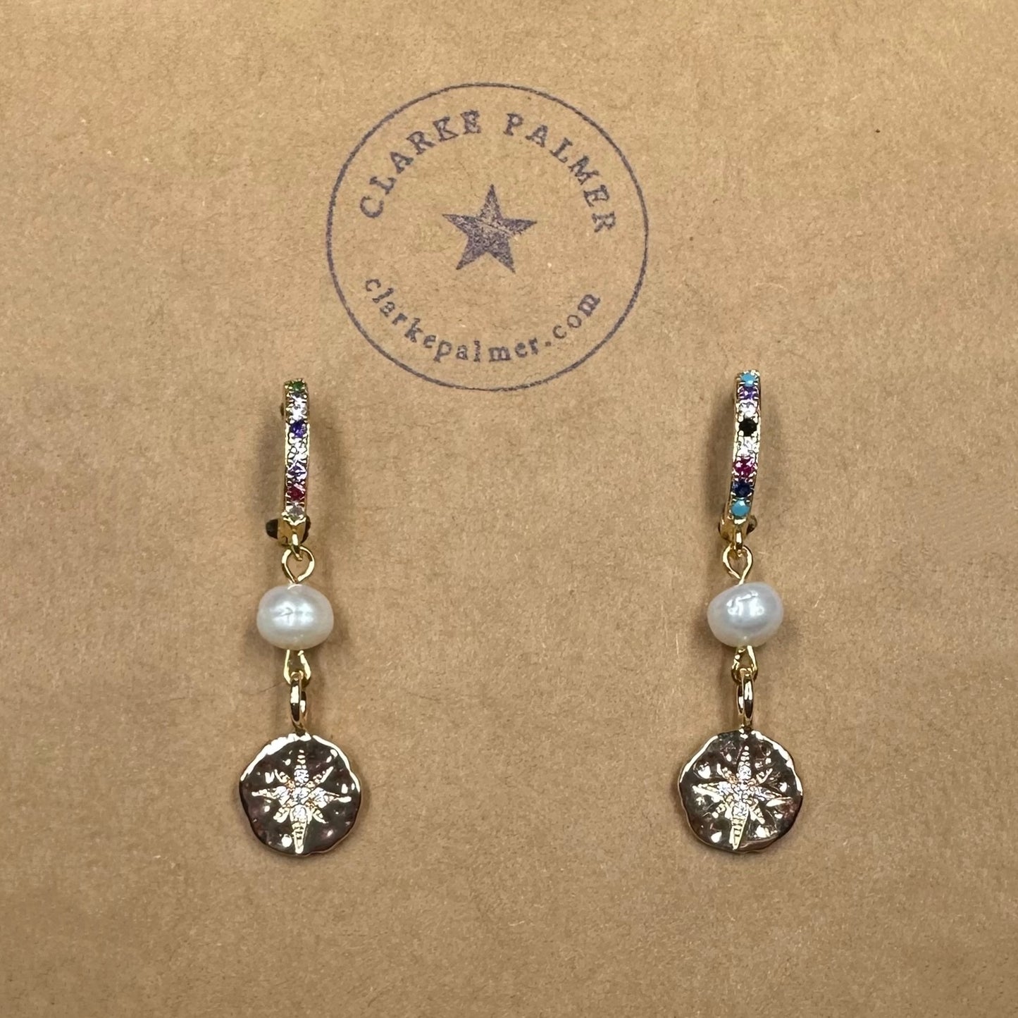 CZ Star Burst Pearl Earrings